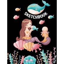 Nacario Mermaid Sketchbook : 120 Blank Pages For Drawing And Sketching, Black Cover And Sea Creatures For Art Lovers