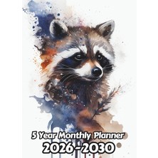 Nacario Watercolor Raccoon 5 Year Monthly Planner 2024-2028: Large 60 Month Calendar | Gift For People Who Love Woodland Animals, Wildlife Animal Lovers | For ... Office, Work | 8.5 x 11 Inches | 121 Pages