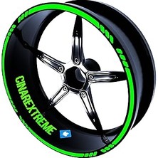 Nacario 4 Parçalı Kesikli Tasarımlı Floresan Yeşil Jant Şeridi Sticker