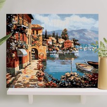 Nacario Palmiye Hobi Sanat Sayılarla Boyama Tuval Seti Fırça Boya Dahil (Çıtalı) 40X50 cm - Göl