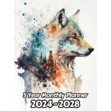 Nacario Watercolor Wolf 5 Year Monthly Planner 2024-2028: Large 60 Month Calendar | Gift For People Who Love Forest Animals, Wildlife Animal Lovers | For Back ... Work | 8.5 x 11 Inches | 121 Pages | V2