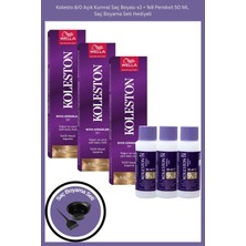 TeknoKapsül Wella Koleston 8/0 Açık Kumral 3’lü Tüp Boya + 3’lü %9 Oksidan Boyama Seti (Hediyeli)