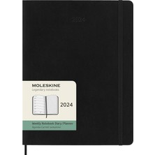 Nacario Moleskine Haftalık Planlayıcı, Notlar Için Yerli, 12 Ay 2024, Ajanda 2024, Xl 19 x 25, Lastik Kilitli Yumuşak Kapak, Renk Siyah