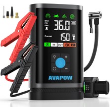 Nacario Avapow Jp3 16000MAH 3000A Zorla Çalıştırma Işlevli & Lastik Şişirme Pompalı Jump Starter Taşınabilir Akü Takviye Kiti (POWERBANK-PD30W + LCD + LED Işık)