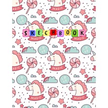 Nacario Sketchbook: Cute Unicorn , Large Blank Sketchbook For Girls, 100 Pages, 8.5" x 11", For Drawing, Sketching & Crayon Coloring (Kids Drawing Books)