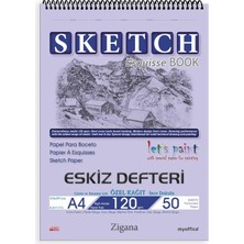 Nacario Zigana A4 Spiralli Eskiz Defteri – 50 Yaprak, 120 gr Çizim Bloknotu, Sanat Defteri