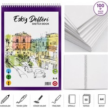 Nacario Lona Lucy A4 Spiralli Eskiz Defteri, 100 Gr/m² Kalın Kağıt, 50 Yaprak, Çizgisiz, Karakalem ve Teknik Çizim Için, 21X29.7 Santimetre