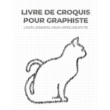 Nacario Livre De Croquis Pour Graphiste (Blanc): L’outıl Essentıel Pour Votre Créatıvıté | 18,9 cm x 24,61 Cm, 160 Pages, À Pointillés | Cadeau Idéal Pour Les Graphistes Ou Les Étudiants | Couverture Chat