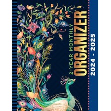 Nacario 2-Year Monthly Organizer 2024-2025: 8.5X11 Large Dated Monthly Schedule With 100 Blank College-Ruled Paper Combo / 24-Month Life Organizing Gift / Decorative Floral Peacock Feather - Bird Art Cover