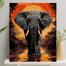 Nacario Palmiye Hobi Sanat Sayılarla Boyama Tuval Seti Fırça Boya Dahil (Çıtalı) 40X50 cm - Fil
