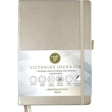 Nacario Victoria's Journals Venzi Sert Kapak Planlayıcı Defter 14X20 cm 100 Gr. Krem 96 Yaprak Gümüş Çizgili