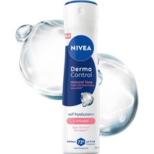 Nacario Nıvea Kadın Sprey Deodorant Derma Control Natural Tone 150 Ml, Koltuk Altı Kararmasına Karşı Etkili, Eşit Cilt Tonu, 72 Saat Anti Perspirant Koruma, C Vitamini, Hyaluronik Asit, Alkol Içermez