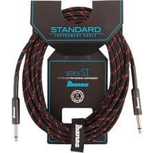 Nacario Ibanez SI20-BW 20 Ft 2 Straight Plugs Standart Dokuma Enstrüman Kablosu - Siyah/şarap Kırmızısı