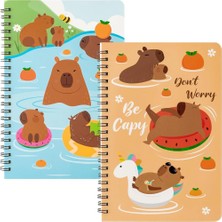 Nacario Geluode Capybara Spiral Notebooks, 2 Packs A5 5.5" x 8.3" Cute Waterproof Wirebound Book Notepad Diary For Birthday Gifts Stocking Stuffers Office Business School Kids Students Rewards