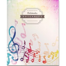 Nacario Dékokınd Notenheft | Dın A4, 64 Seiten, 12 Notensysteme Pro Seite, Inhaltsverzeichnis, Vintage Softcover | Es Notenbuch | Motiv: Bunte Musiknoten