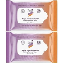 Nacario Lux Makyaj Temizleme Mendili, 40 Yaprak (2 Paket x 20), Tüm Cilt Tipleri Için