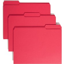 Nacario Smead Dosya Klasörü, Güçlendirilmiş 1/3 Kesimli Tab, Mektup Boyutu, Kırmızı, Kutu Başına 100 (12734)