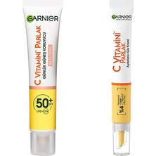 Nacario Garnier C Vitamini Parlak Günlük Uv Korumalı Güneş Yüz Kremi SPF50 Işıltılı Doku 40ML & C Vitamini Parlak Aydınlatıcı Göz Kremi Cilt Bakım Seti