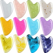 Nacario Nuogo 12 Paket Gua Sha Masaj Aleti Guasha Tahtası Kalp Şekilli Gua Sha Yüz Araçları Kadınlar Için Cilt Bakımı Yüz Vücut Kas Gerginliğini Azaltır, Şişkinliği Azaltır, 12 Renk