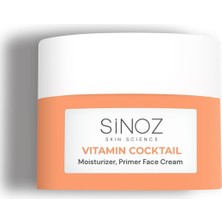 Nacario Sinoz Vitamin Kokteyl-Nemlendirici Besleyici Onarıcı Yüz Kremi (Vitamin C+ B3 +B5 +E) ve Makyaj Bazı 50ML