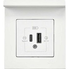 Nacario Eqona Pratik Telefon Tutucu 2 Çıkışlı USB Şarj Prizi, 20W, Type A + Type C, Beyaz