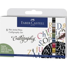 Nacario Faber-Castell Pitt Kaligrafi Çizim Kalemi Seti 8’li, 2 mm Kesik Uç, Kalıcı Hint Mürekkebi, Solmaya Dayanıklı, 8 Renk