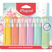 Nacario Maped Ofis ve Kırtasiye 742558 Fosforlu Kalemler 6'lı, 1-5 Mm, Pastel Renk