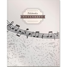Nacario Dékokınd Notenheft | Dın A4, 64 Seiten, 12 Notensysteme Pro Seite, Inhaltsverzeichnis, Vintage Softcover | Es Notenbuch | Motiv: Schlichtes Grau