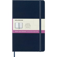 Nacario Moleskine Klasik Defter, Sert Kapak, Büyük (5" x 8.2") Çift Düzen, Çizgili/düz, Safir Mavisi, 240 Sayfa