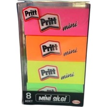Nacario Pritt Mini Silgi Seti, 8 Adet, Renkli Silgiler, Yüksek Kaliteli Asetat Malzeme, Ofis ve Ev Kullanımı Için