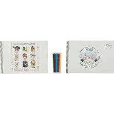 Nacario Funny Mat Tükenmez Resim Defteri, 2'li Set & 6'lı Kalem Set