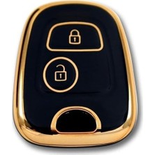 Nacario Autohan Keys Peugeot 206 106 Partner Citroen C1 C3 Berlingo Için Siyah Altın Anahtar Kumanda Kılıfı, 2 Düğmeli