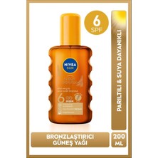 Nacario Nıvea Sun Spf6 Bronzlaştırıcı Güneş Yağı 200 Ml,altın Rengi ve Parıltılı,suya Dayanıklı,e Vitamini,karoten