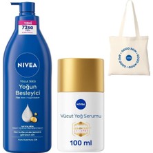 Nacario Nıvea LUMINOUS630 Çatlak Karşıtı Vücut Bakım Yağ Serumu 100ML ve 400ML Nemlendirici Vücut Sütü Unisex Hediye Çanta