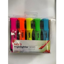 Nacario Fosforlu Kalem Seti, 5 Renk, Pembe, Turuncu, Sarı, Yeşil, Mavi Noki Highlighter 9000