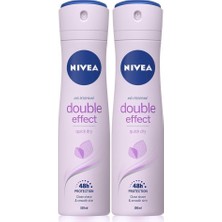 Nacario Nıvea Kadın Sprey Deodorant Double Effect 48 Saat Anti-Perspirant Koruma 150ML x 2 Adet,pürüzsüz Koltuk Altı
