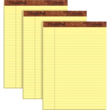 Nacario Tops The Legal Pad Yazma Pedleri, 20,8 cm x 25,08 cm x 25,08 Cm, Kanarya Kağıdı, Yasal Kural, 50 Yaprak, 3'lü Paket (75327)
