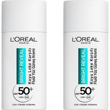 Nacario L’oréal Paris 2'li Bright Reveal Spf 50+ Koyu Leke Karşıtı Fluid Günlük Yüz Güneş Kremi 50ML Cilt Bakım Seti