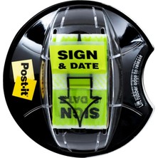 Nacario Post-It "sign And Date" Bayrakları, 200/MASA Kavrama Dispenseri, 1 Dispenser/paket, 1 "geniş, Parlak Yeşil (680-HVSD)