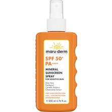 Nacario Maru.derm Spf 50+ Hassas Ciltler Için Mineral Vücut Güneş Kremi Spreyi 200 ml