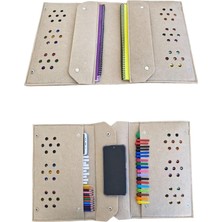 Nacario Keçe Kalemlik ve Tablet Organizer Çanta – 4 Bölmeli, A4 Boyut, Çok Amaçlı Defter Boya Düzenleyici Çanta (Açık Kahve)