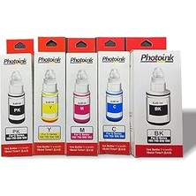 Nacario Photoink 100 ml Canon Uyumlu Photo Ink, 5 Kartuşlu Canon Yazıcılar Için Uyumlu 5 Adet Mürekkep Seti ( Akıllı Mürekkep)