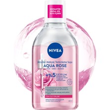 Nacario Nıvea Aqua Rose Gül Suyu ve Serum Içeren Çift Fazlı Micellar Makyaj Temizleme Suyu 400ML,YÜZ Göz Dudak, Spf Filtrelerini Temizler
