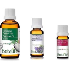 Nacario Botalife Lavanta Yağı 20ML, Çay Ağacı Yağı 10ML ve Hindistan Cevizi Yağı 50ML SETI,CFQRWZ46