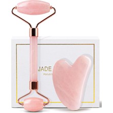 Nacario Huefull Rose Quartz Yüz Makarası ve Gua Sha Yüz Aleti Seti, Lenfatik Drenaj Masaj Aleti Kas Gerginliğini Giderme Için