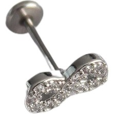 Nacario 316L Çelik Gümüş Renk Zirkon Taşlı Sonsuzluk Model Tragus Piercing - TJ-PR1345