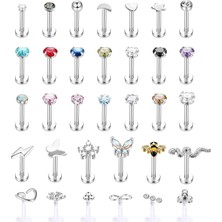 Nacario Drperfect Medusa Dudak Piercingi Takı 16G Paslanmaz Çelik 6 mm 8 mm 10 mm Monroe Dudak Halkaları Kadın Erkek Labret Burun Çıtçıt Arı Kelebek Çiçek Yılan Tragus Helix Kıkırdak Deniz Kabuğu Küpe Seti