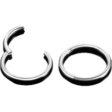 Nacario 316L Cerrahi Çelik 1 Adet Klipsli Tam Halka Piercing Kararmaz (1 mm Ince Barli) Silver