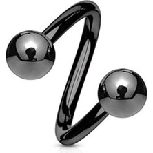 Nacario Siyah Spiral Model Iki Ucu Toplu Piercing, Siyah