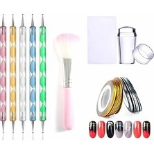 Nacario Fontenay French Stamper Dot Kalem Set Toz Temizleme Fırça Tırnak Şerit Bantı Set Çok Renkli